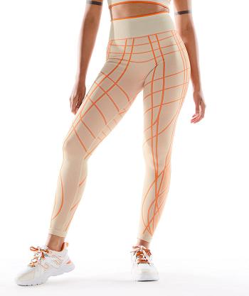 Dámské Legíny Gymshark Wtflex Linear Seamless Šedé Oranžové Bílé | CZ 4041BEX